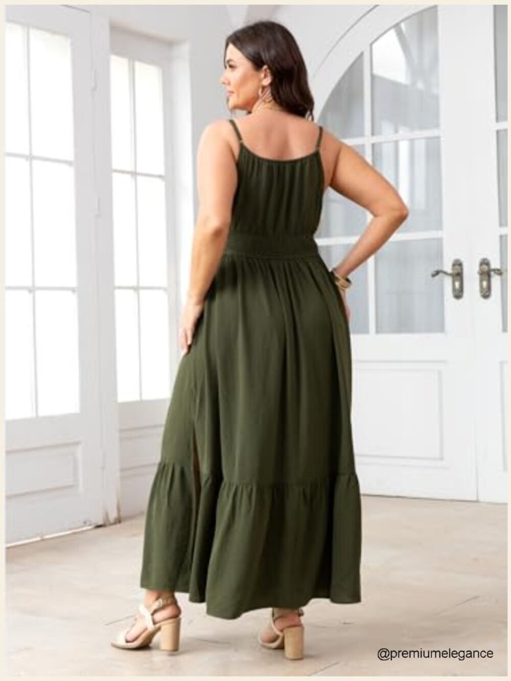 Plus Size Maxi Dress Sleeveless Spaghetti Strap Smocked Boho Beach Sundress - Picture 6 of 7